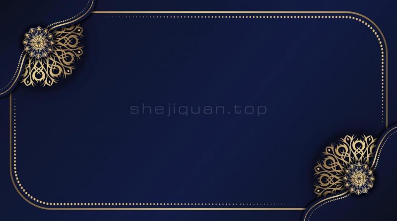 深蓝色的镶嵌金黄的中国元素图片可做广告活动平面设计的文字类背景