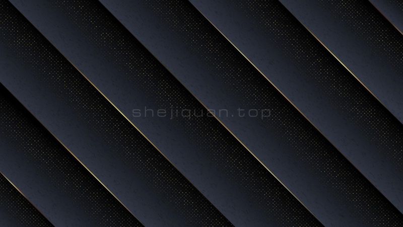 深灰色条状重叠背景金色网点和高光的金色鎏金边界可做高端商务类产品或视频平面广告背景