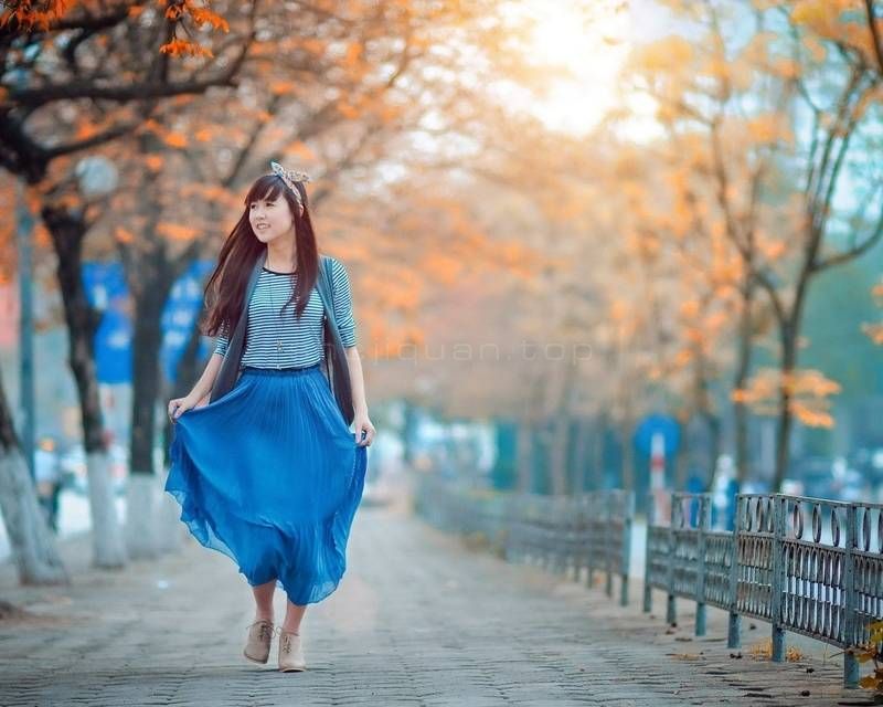 婚纱写真,银杏,枫树,美女,城市街道