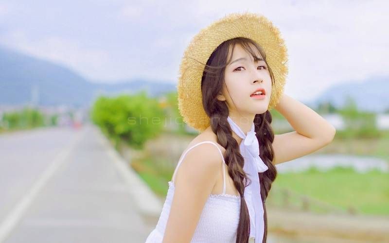 美女,草帽,硬草帽,沙滩帽,婚纱写真